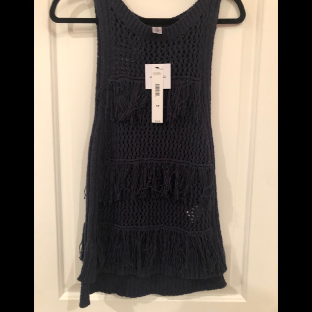 NWT DKNY Fringe Trim Sweater Tank XS